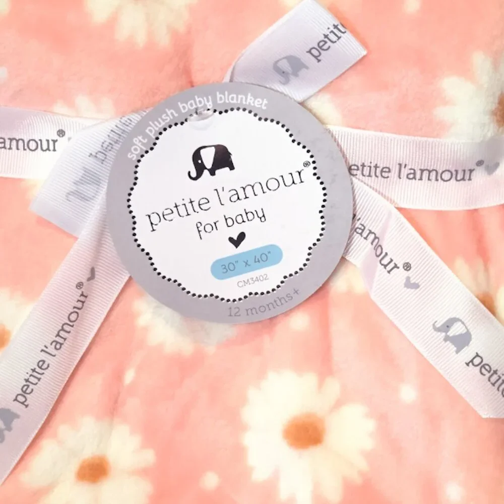 Petite L'Amour Floral Daisy Pink Security Lovey Blanket 30